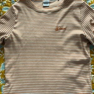 Diesel Striped Tee in White and Orange